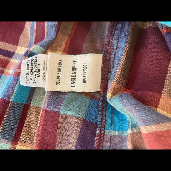 LL Bean cotton button down plaid shirt EUC - Picture 7 of 7